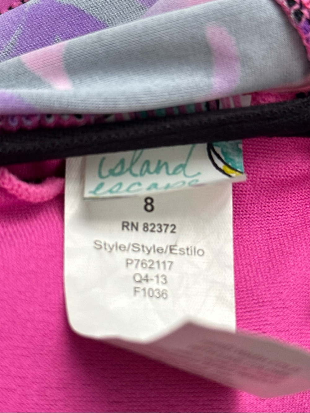 Chelsea Swim Purple and Pink Leaf Print Halter Tankini Top Essential - Picture 2 of 2